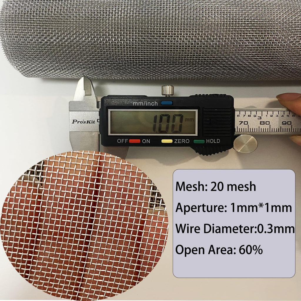 Stainless Steel Wire Mesh Screen 15.7 X 47 in 20 Mesh O833157