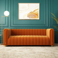 Orange Velvet Tufted 3-Seater Sofa P366