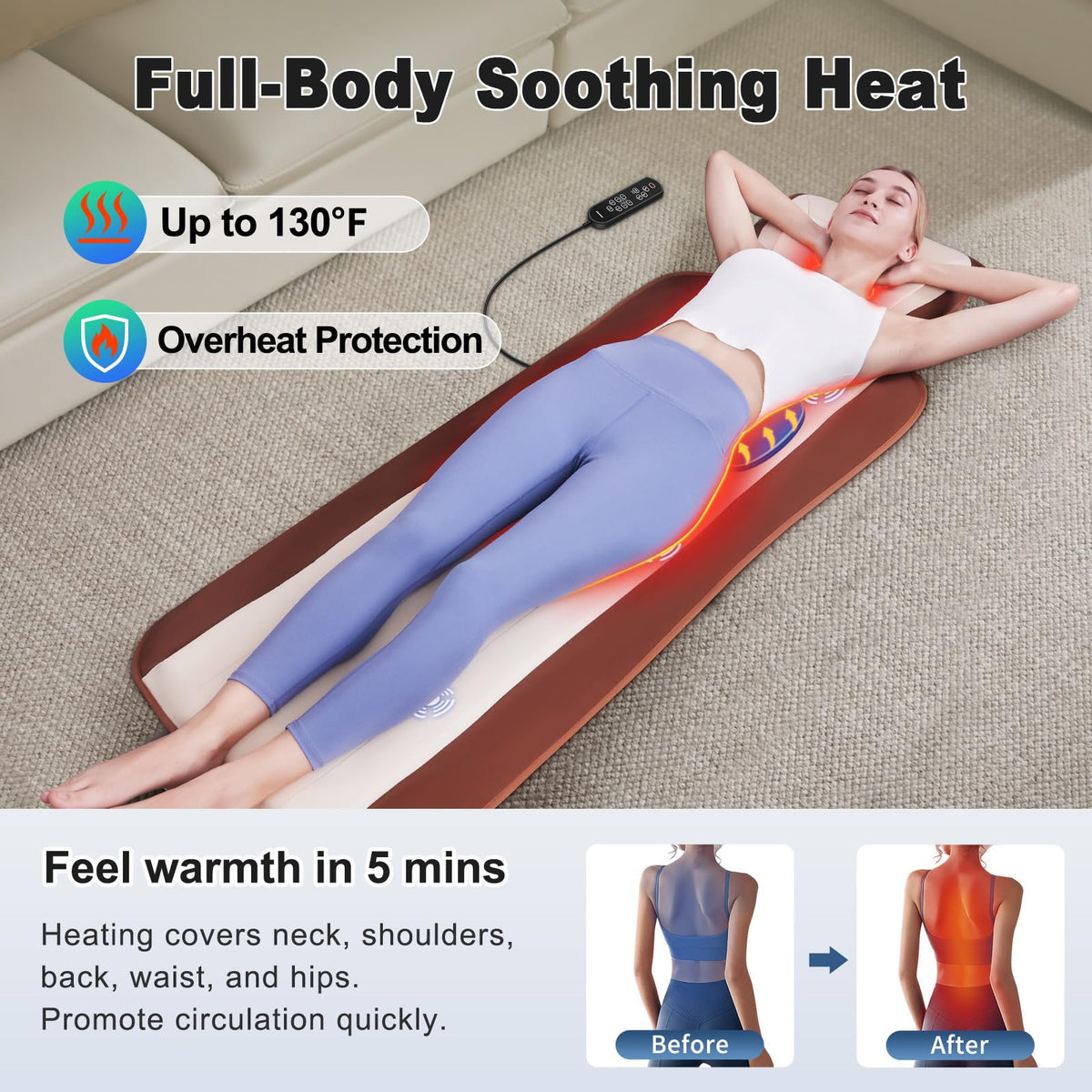 Full Body Massage Mat with 3 Heating Zones A932330