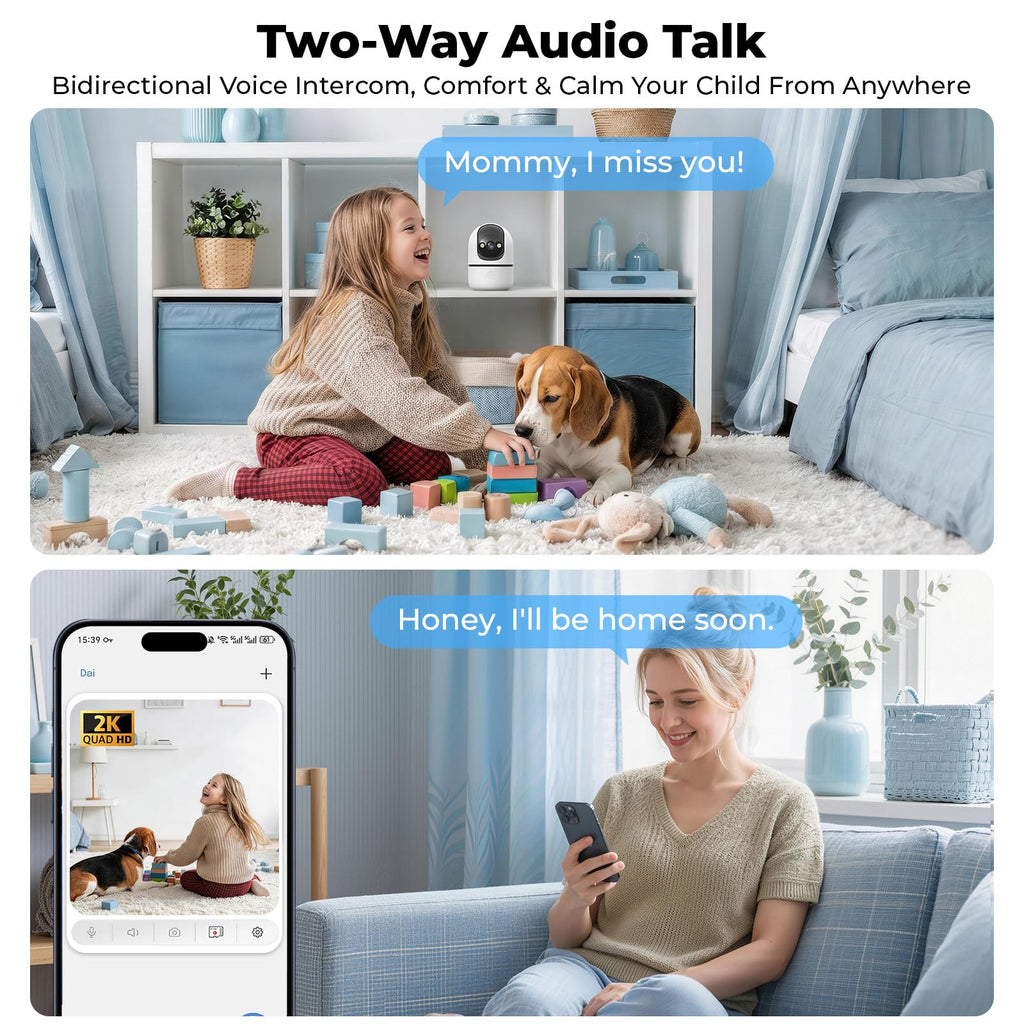 Indoor Camera 5G&2.4G WiFi 360° Pan/Tilt 2-Pack F349326