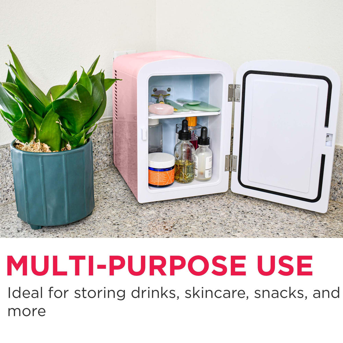Mini Portable Compact Personal Fridge, 4 Liter Capacity, Pink D91241