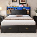 Queen Size Wood Bed Frame with Storage Headboard and 4 Drawers B3932