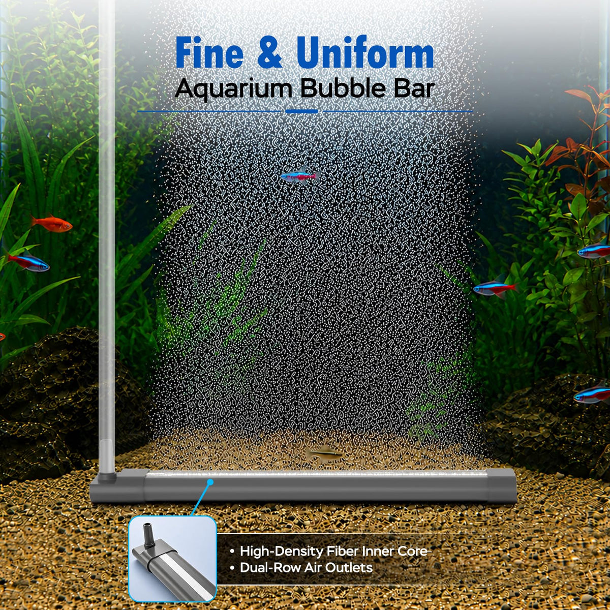 Aquarium Air Bubble Strip, Fine Bubble Wall Air Stone Bar (6.3 Inch) Y891
