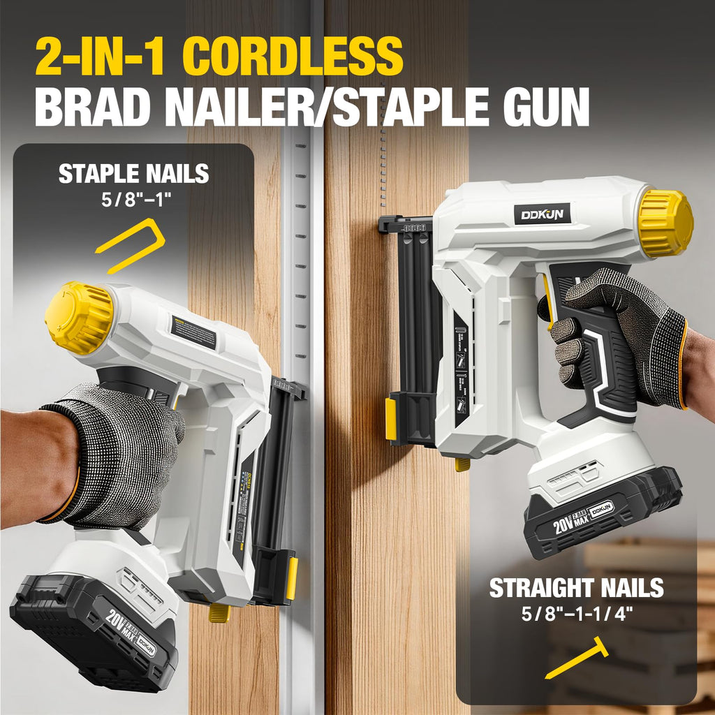 2-in-1 Cordless Brad Nailer Staple Gun with 2 batteries & Charger J904