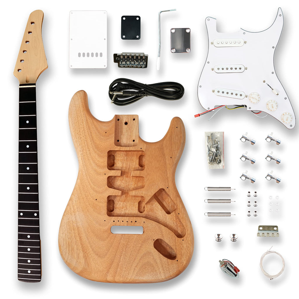 Electric Guitar Kit Okoume Body Maple Neck Ebony Fingerboard B139