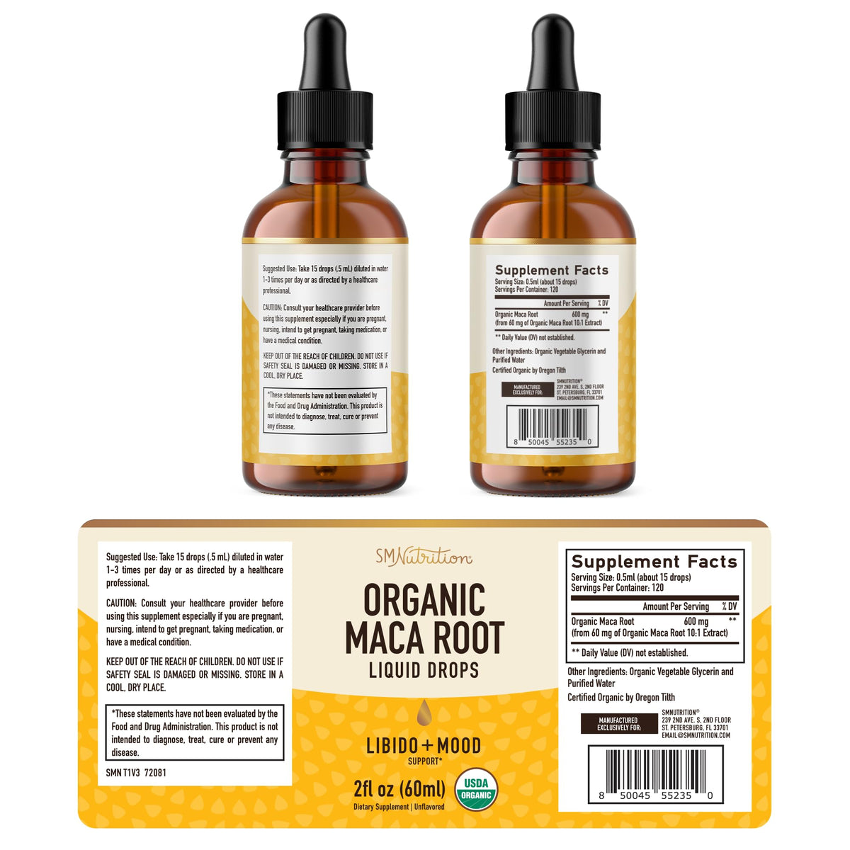 Organic Maca Root Liquid Drops 2 fl oz N1823