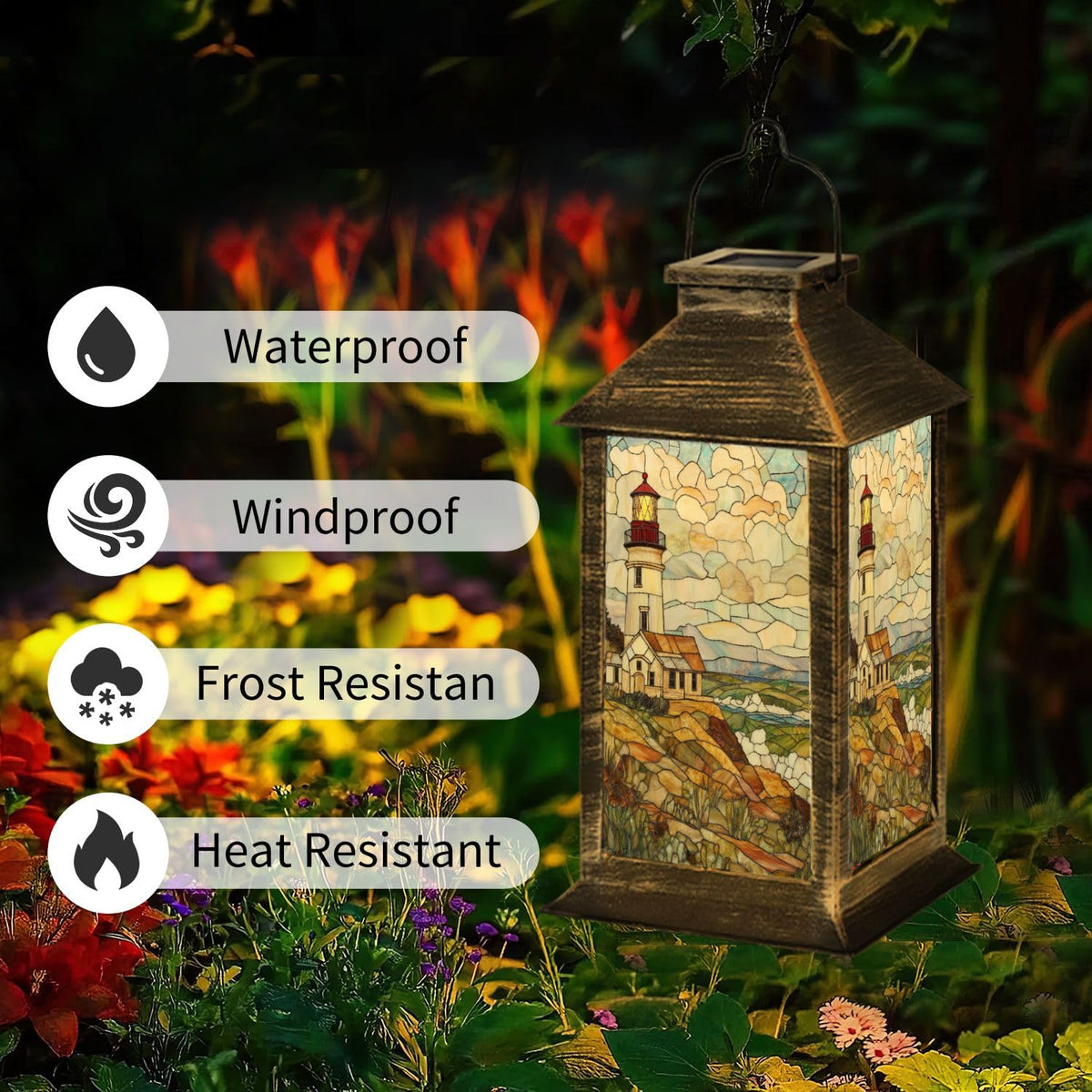 Solar Powered Outdoor Waterproof Hanging Lantern 1 Pack L5475