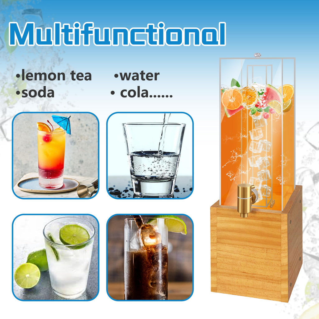 1.8 Gallon Drink Dispenser with Wood Stand S8713