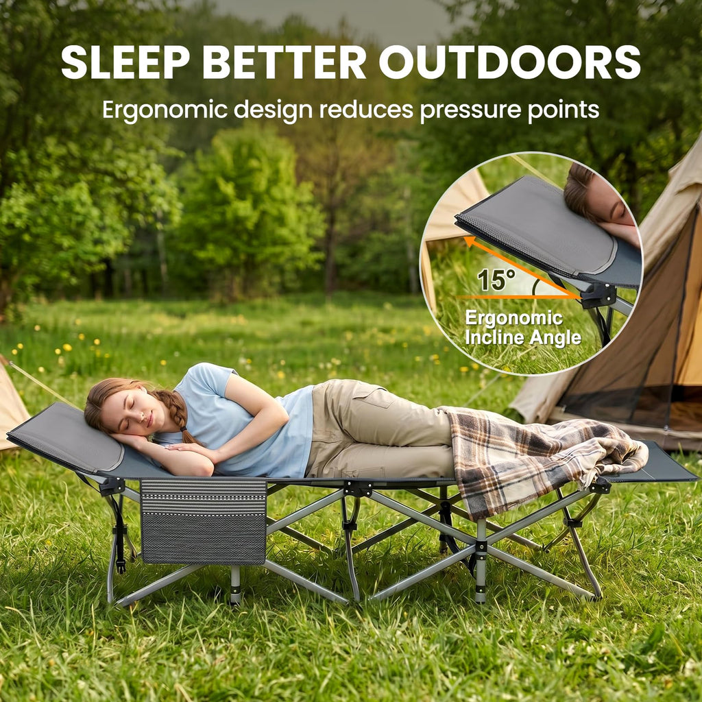 Folding Camping Cot with Mattress, 2 Pack U84090