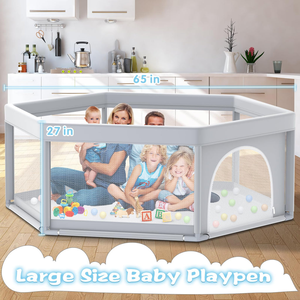 65x65 Inch Hexagonal Baby Playpen V9941