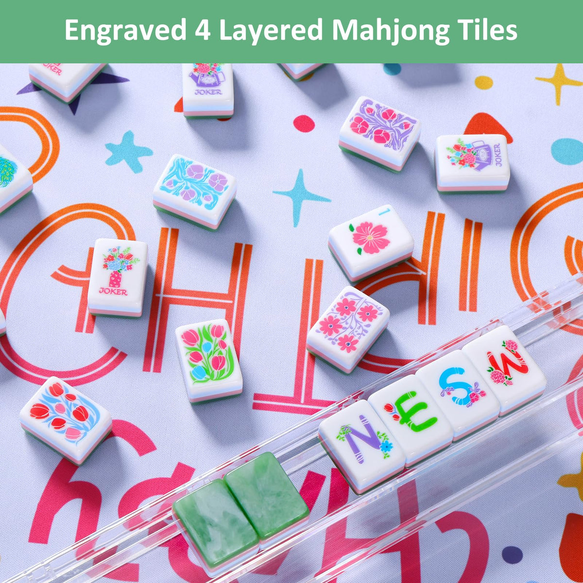 160 Acrylic Engraved Mahjong Tile Set A234770