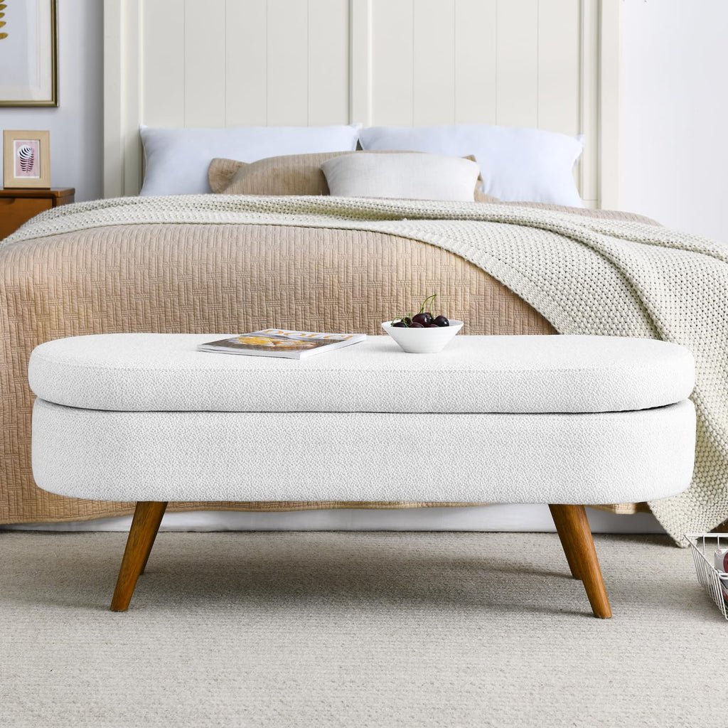 Oval Storage Bench with Rubber Wood Legs R522