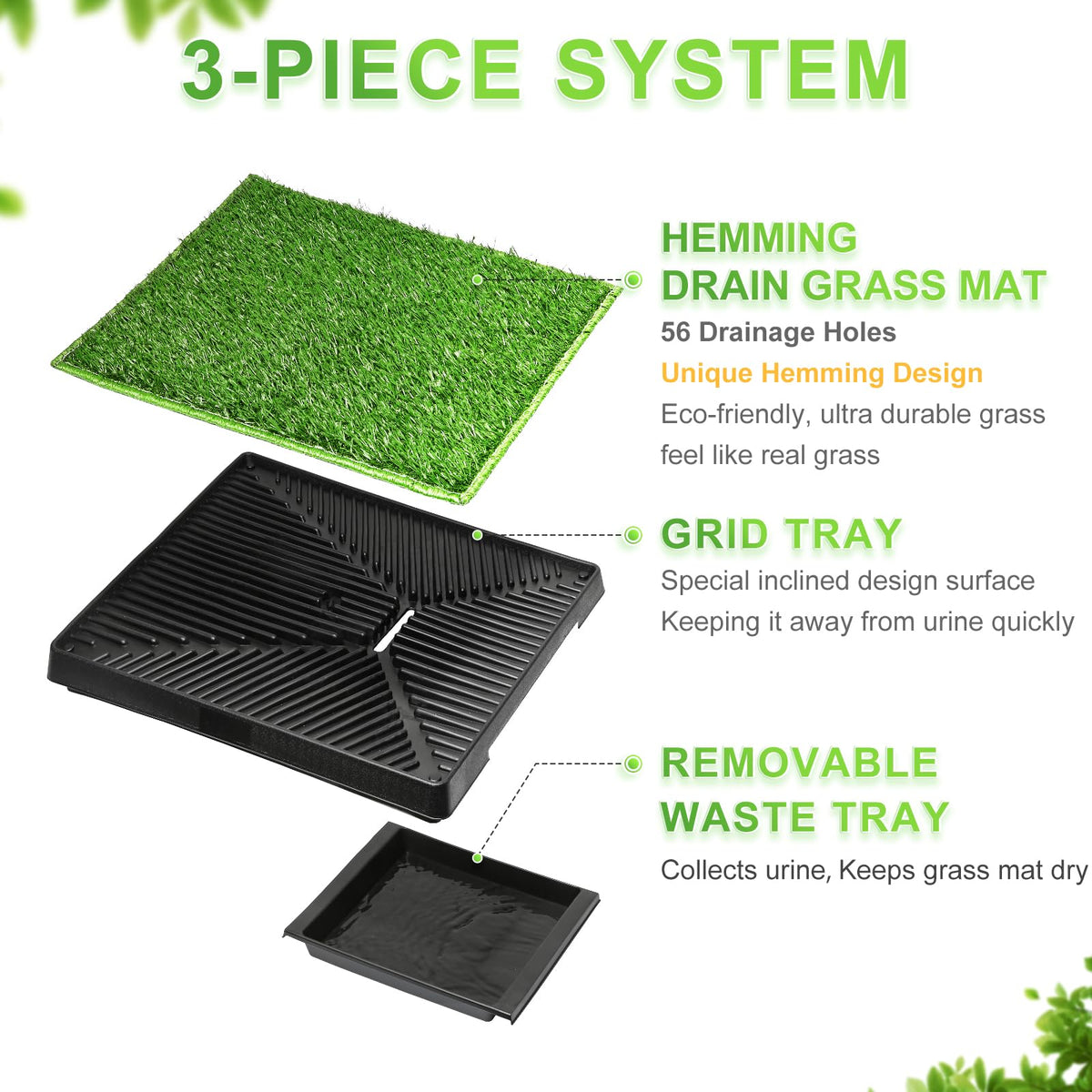 Dog Toilet Indoor Puppy Training Pad with Artificial Turf, 25"×20" A4043