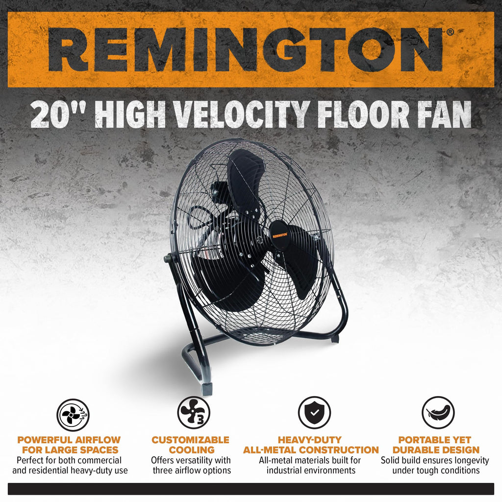 20 Inch 3 Speed Black Metal Floor Fan Q958757