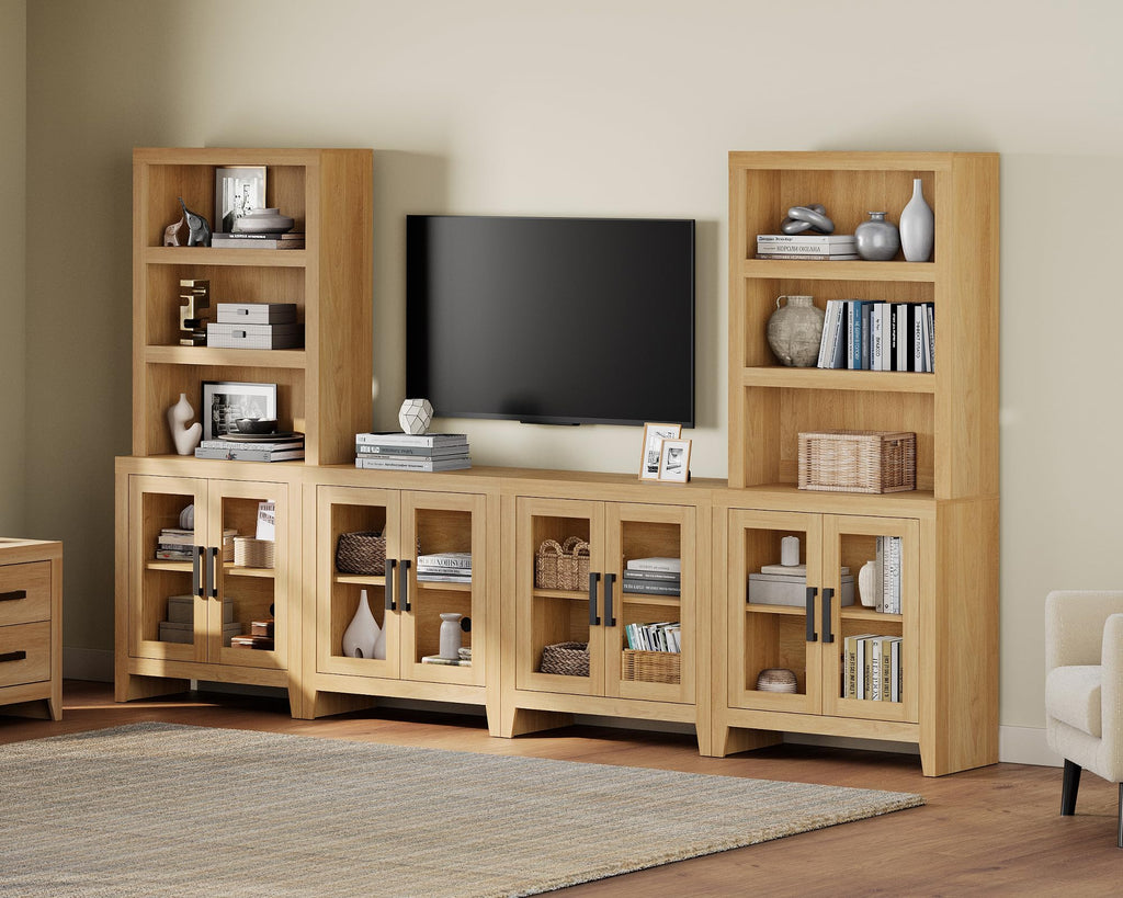 Oak Modular TV Stand with Bookshelves O347891