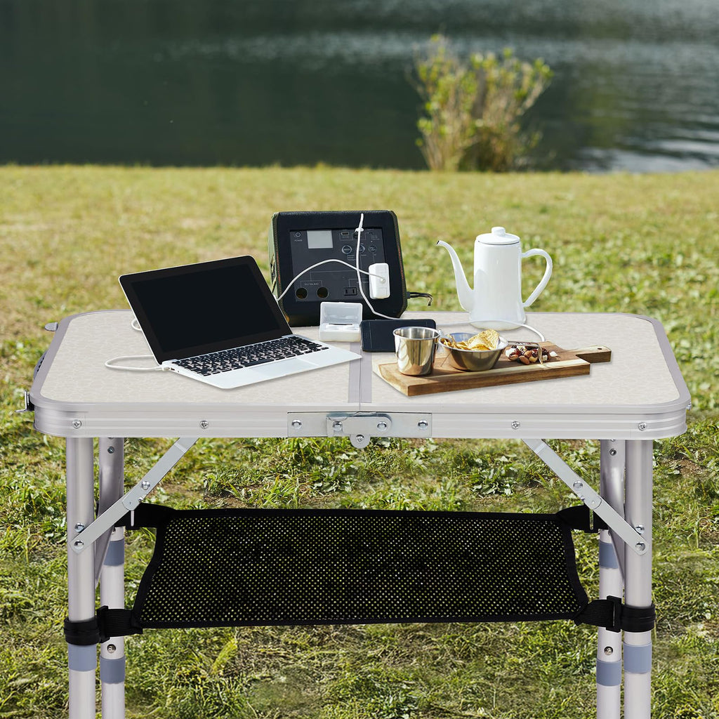 2ft Adjustable Aluminum Folding Camping Table with Carry Handle L26172