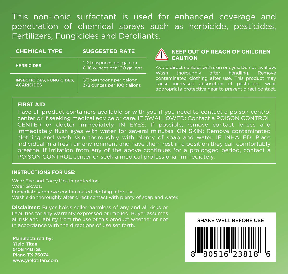 Non-Ionic Surfactant and Spray Pattern Indicator 8oz Each V481