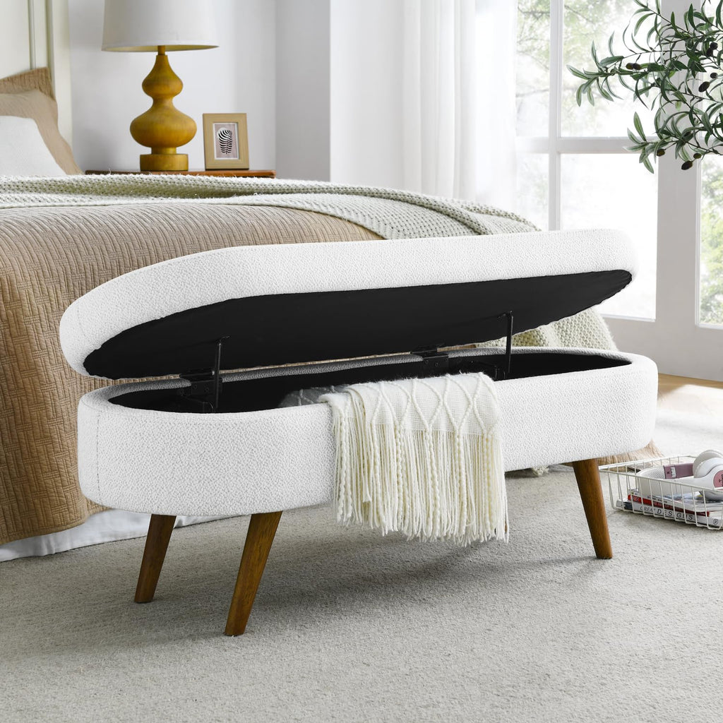 Oval Storage Bench with Rubber Wood Legs R522