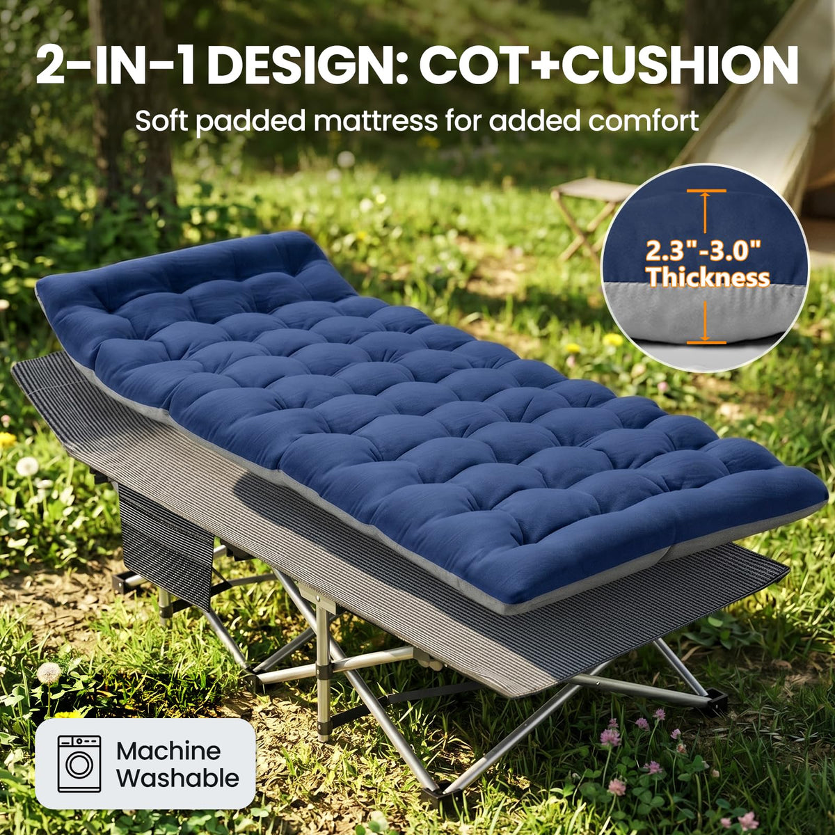Folding Camping Cot with Mattress, 2 Pack U84090