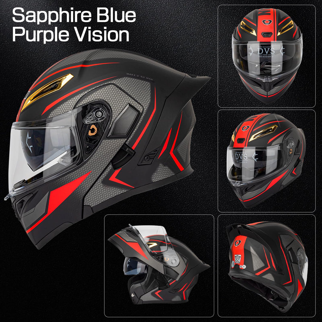 DOT Certified Flip Up Full Face Modular Motorcycle Helmet B99398