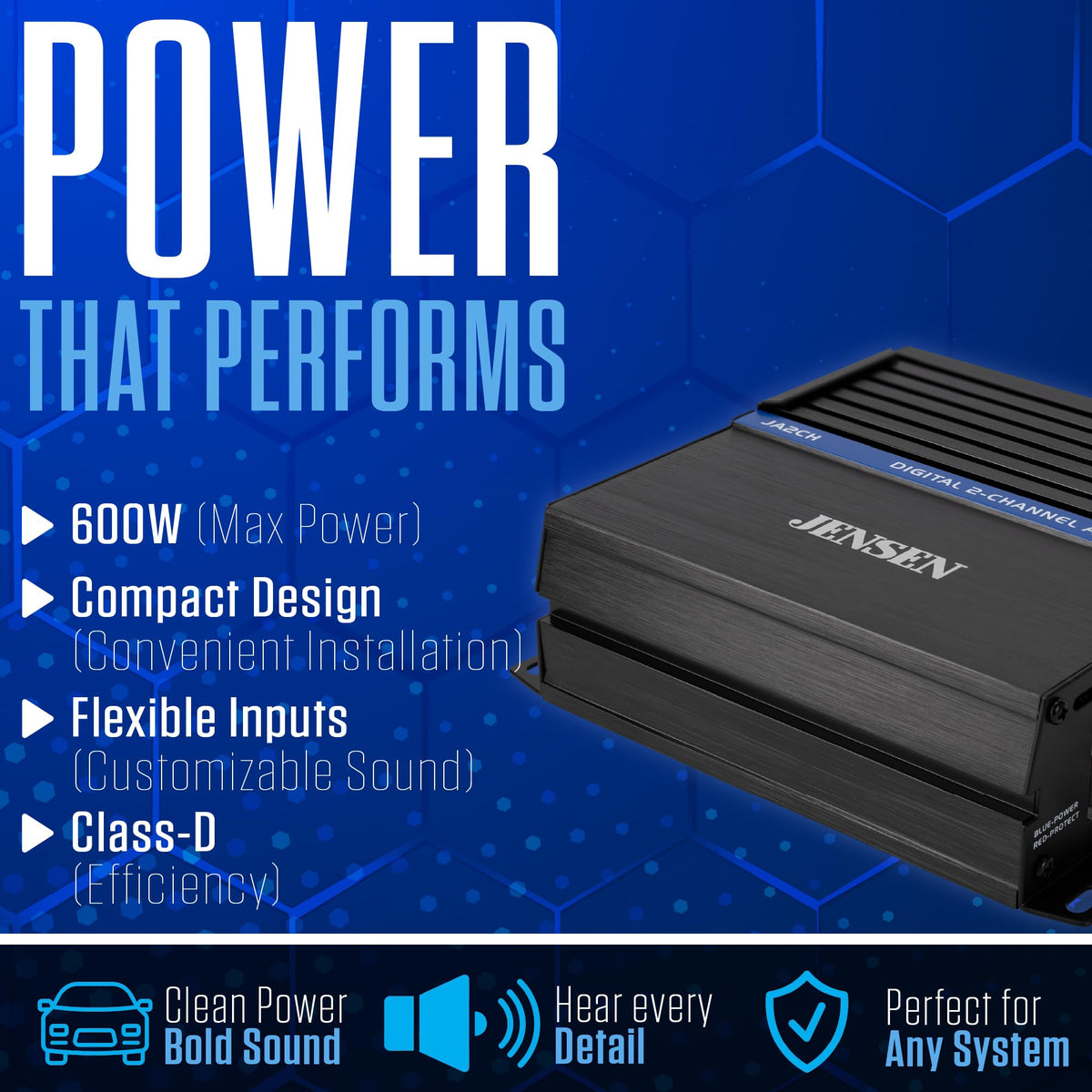 2-Channel Class-D Car Amplifier 600W Peak H319628