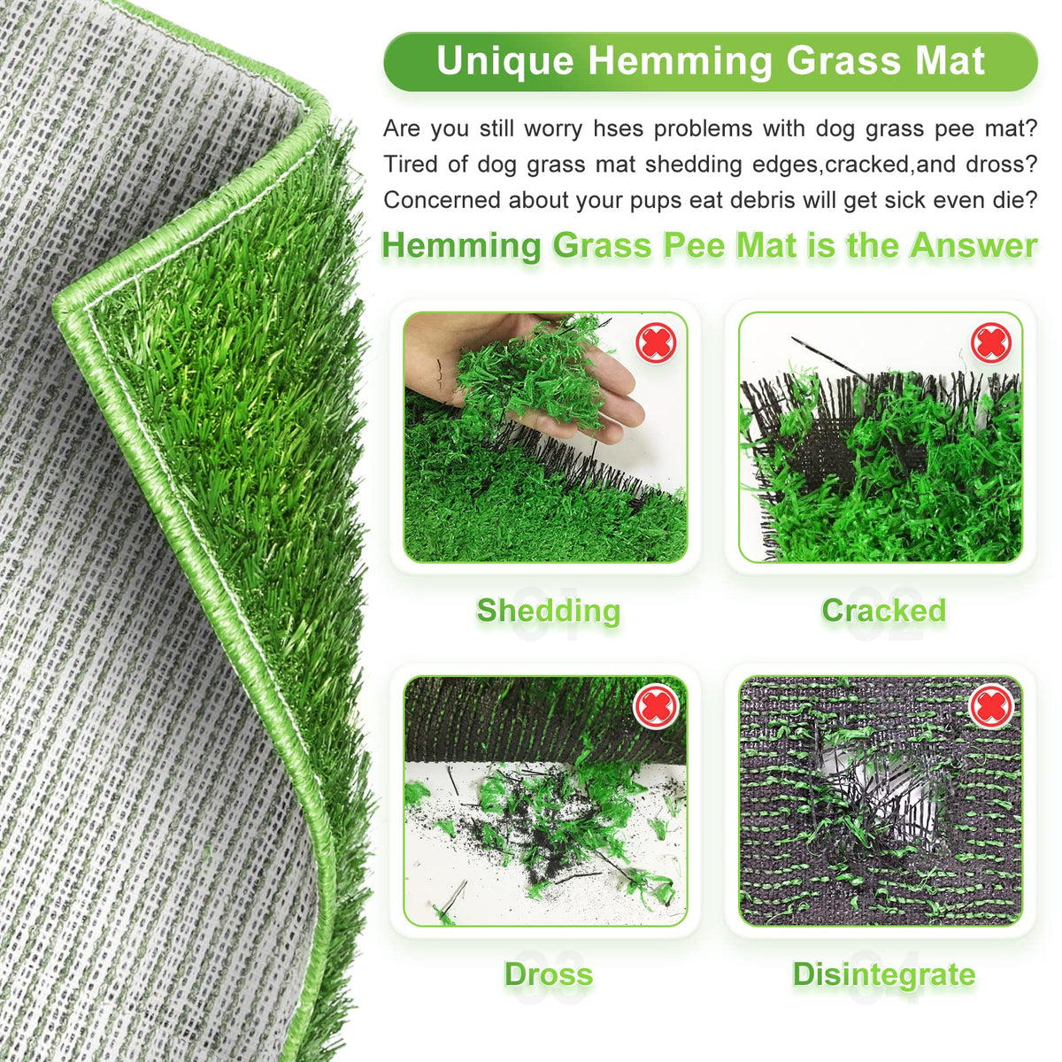Dog Toilet Indoor Puppy Training Pad with Artificial Turf, 25"×20" A4043