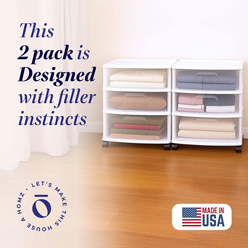 White 3-Tier Storage Cart 2 Pack T7475