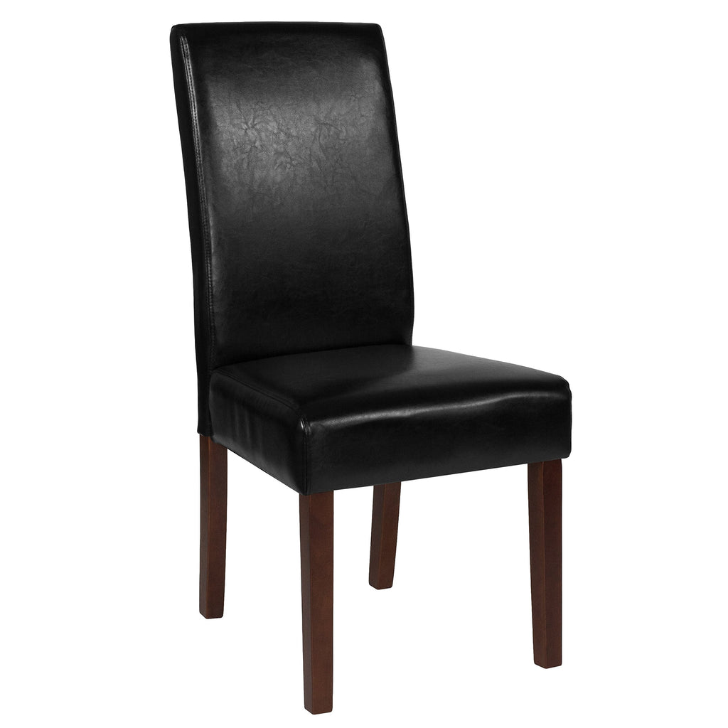 Black LeatherSoft Parsons Chair with Mahogany Legs G8525