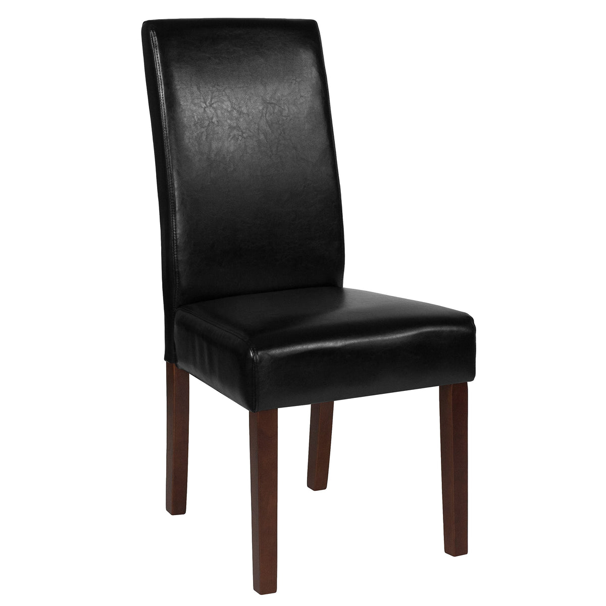 Black LeatherSoft Parsons Chair with Mahogany Legs G8525