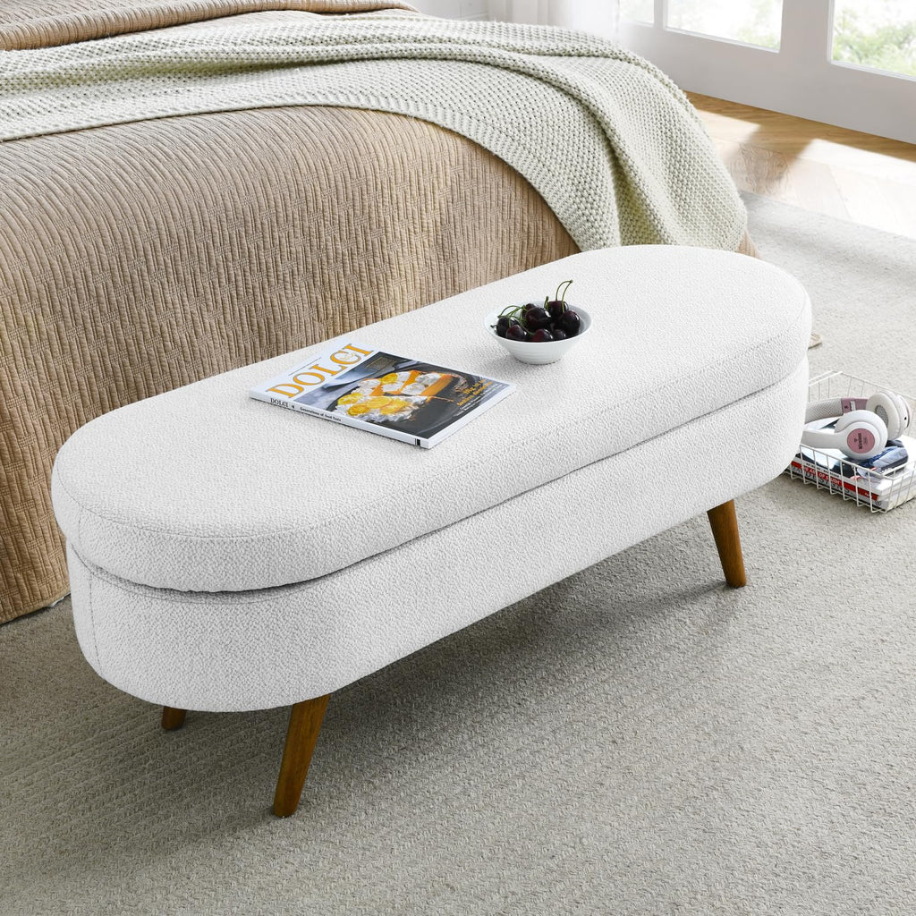 Oval Storage Bench with Rubber Wood Legs R522