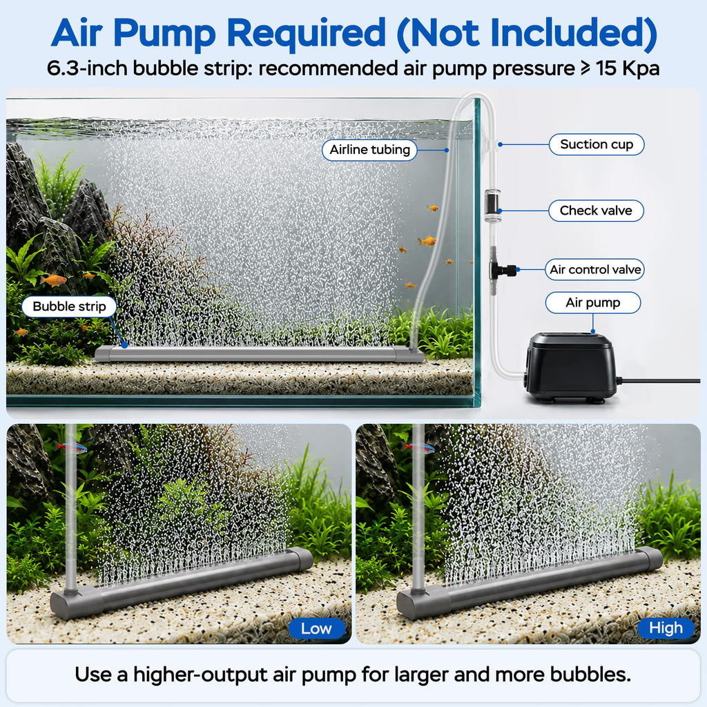 Aquarium Air Bubble Strip, Fine Bubble Wall Air Stone Bar (6.3 Inch) Y891