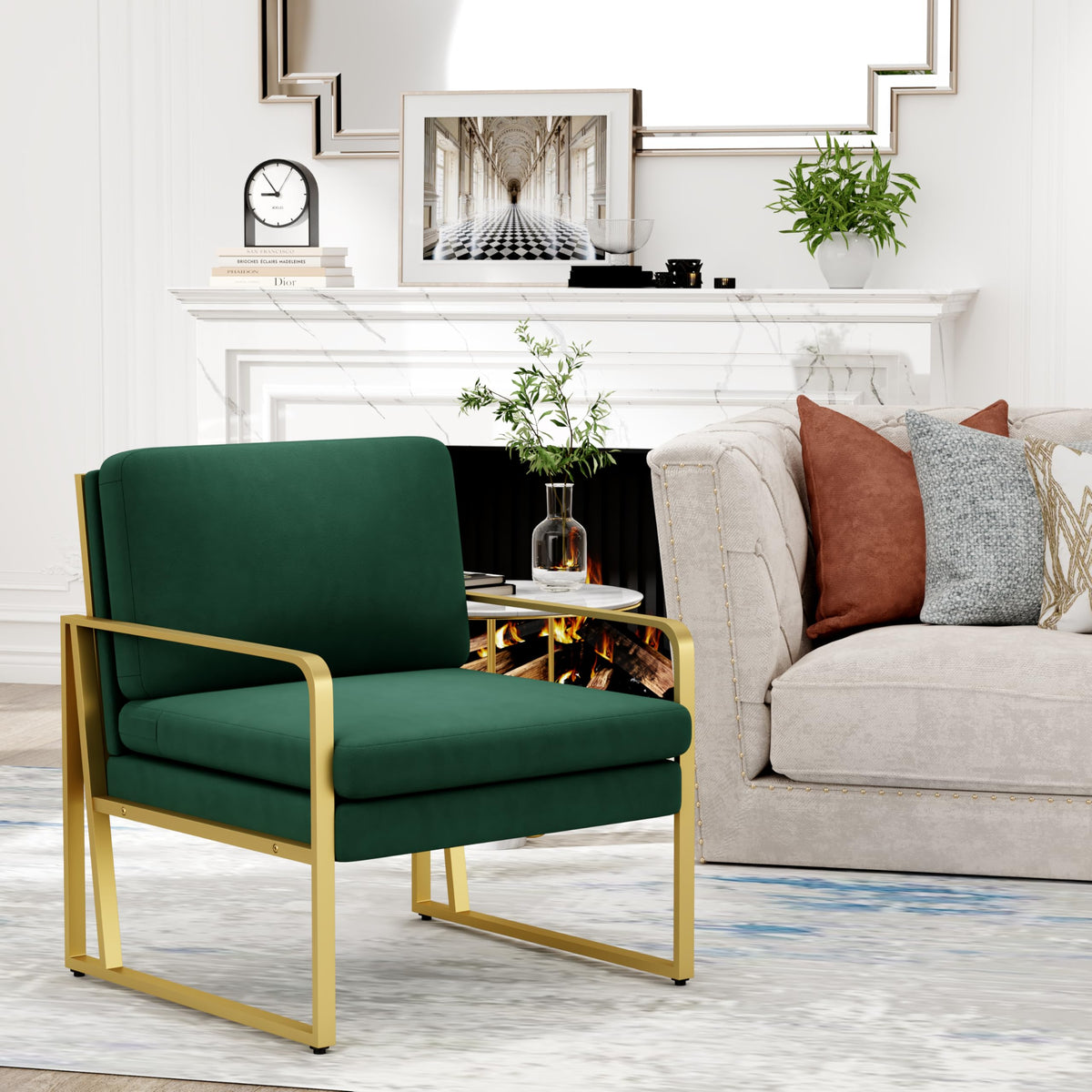 Velvet Accent Chair Set of 2 Green G9822