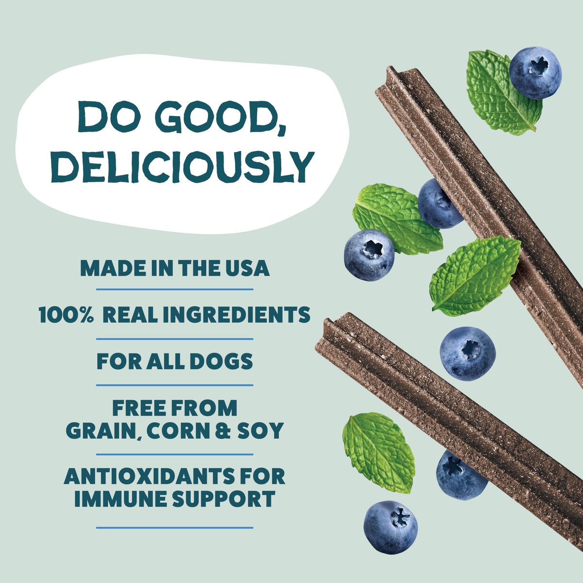 Blueberry & Mint Dental Chews for Dogs, 8 Chews T7778