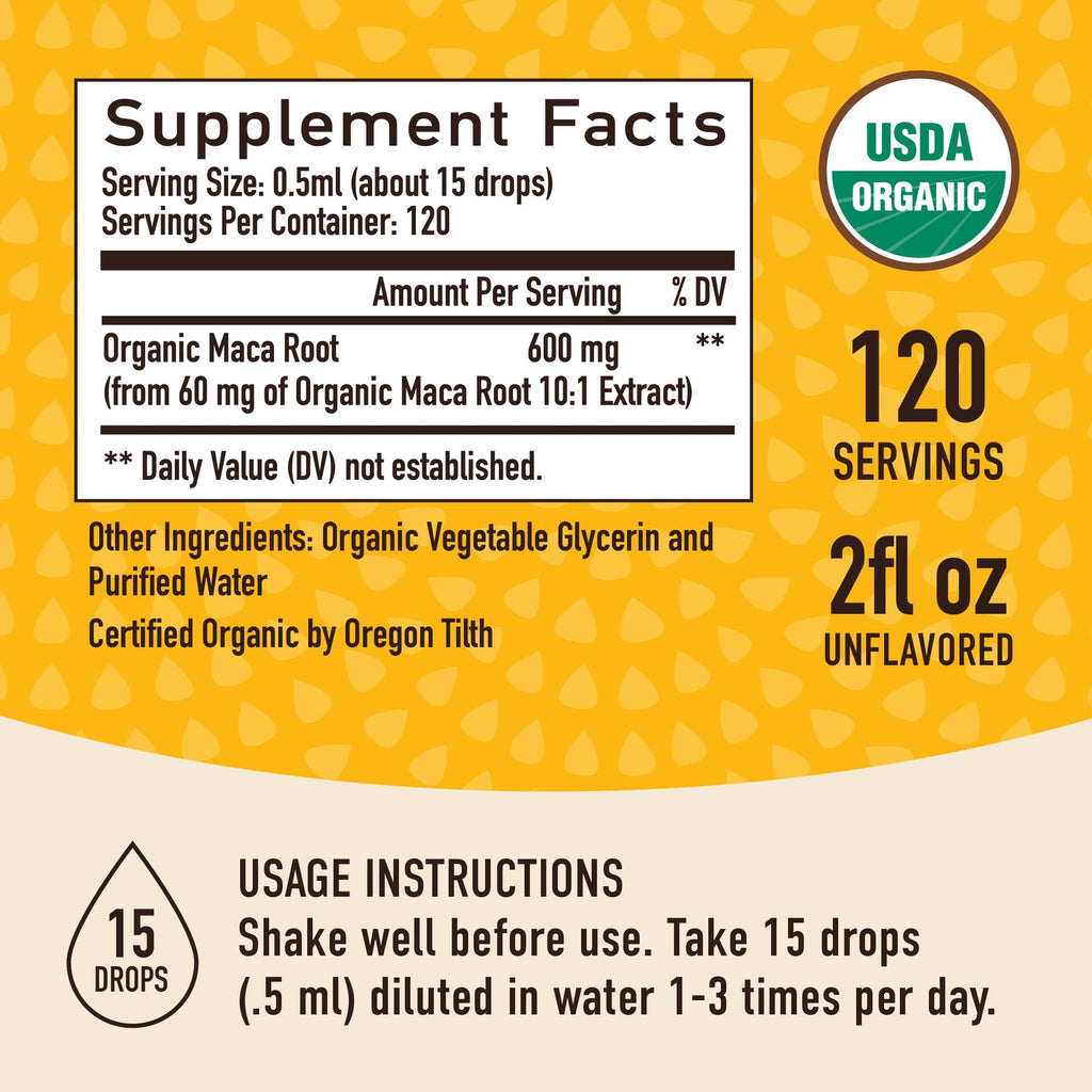 Organic Maca Root Liquid Drops 2 fl oz N1823