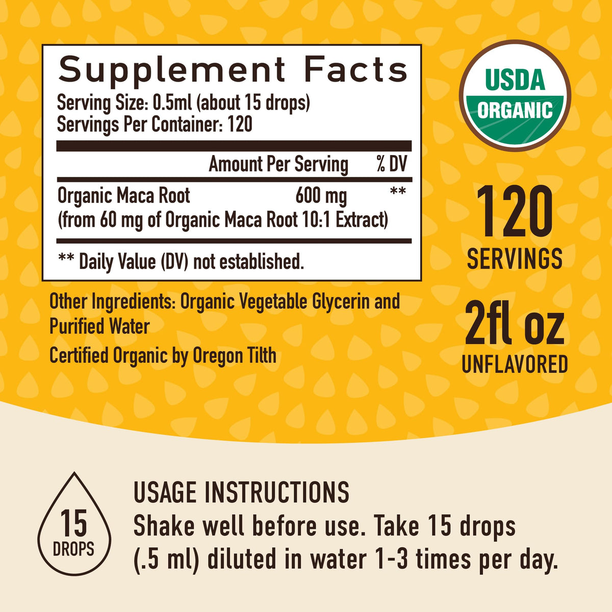 Organic Maca Root Liquid Drops 2 fl oz N1823