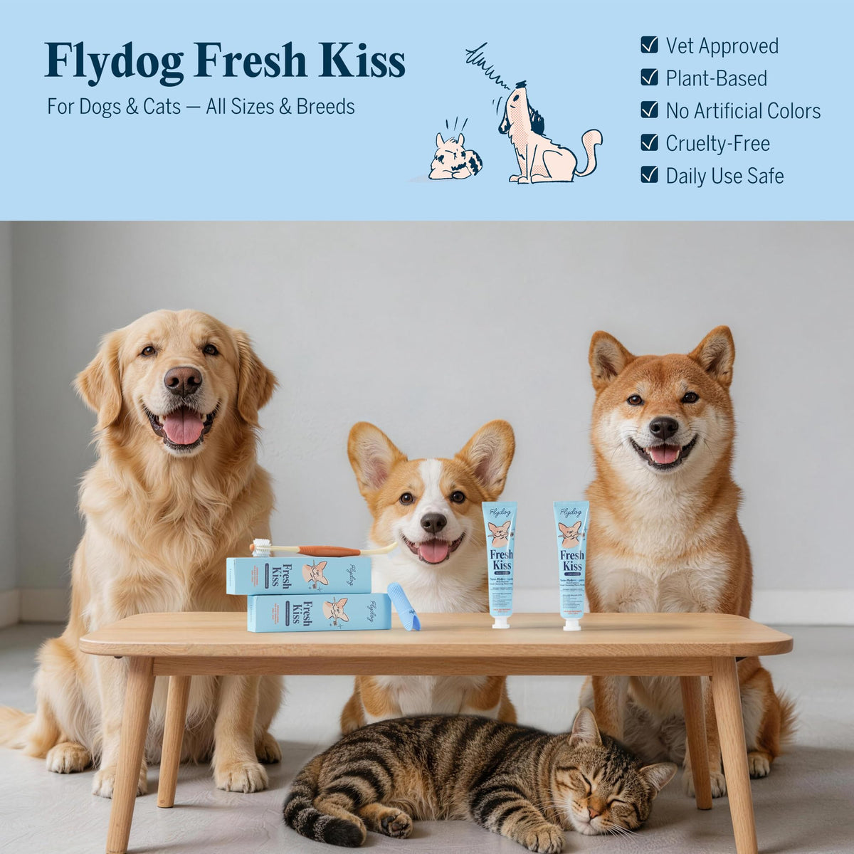 Dog Tooth Brushing Kit with 360° Toothbrush & Silicone Finger Brush L6881
