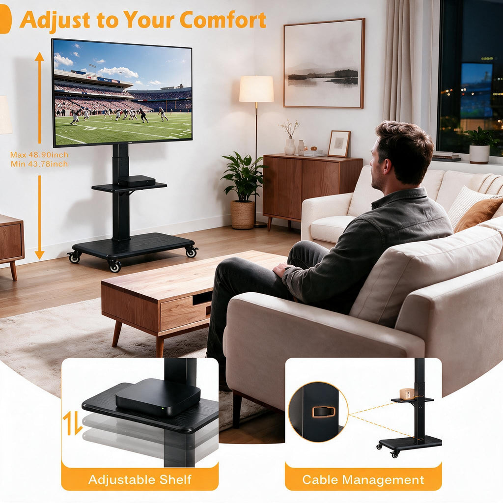Rolling TV Stand with Wheels for 30-75 Inch TVs Z128