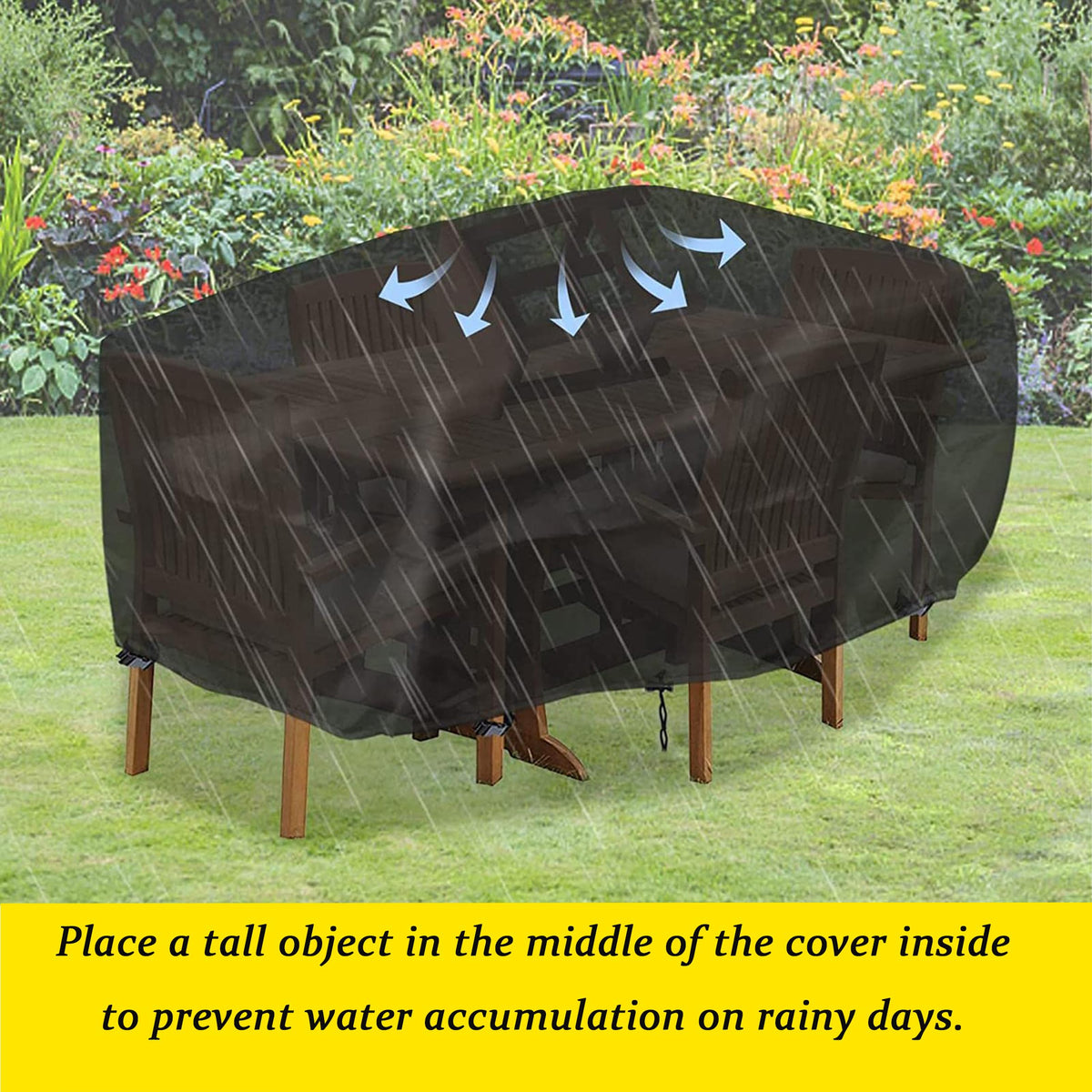 Black 420D Oxford Waterproof Patio Table Cover W4826
