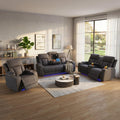 3 Piece Leather Power Recliner Sofa Set with LED Lights W390