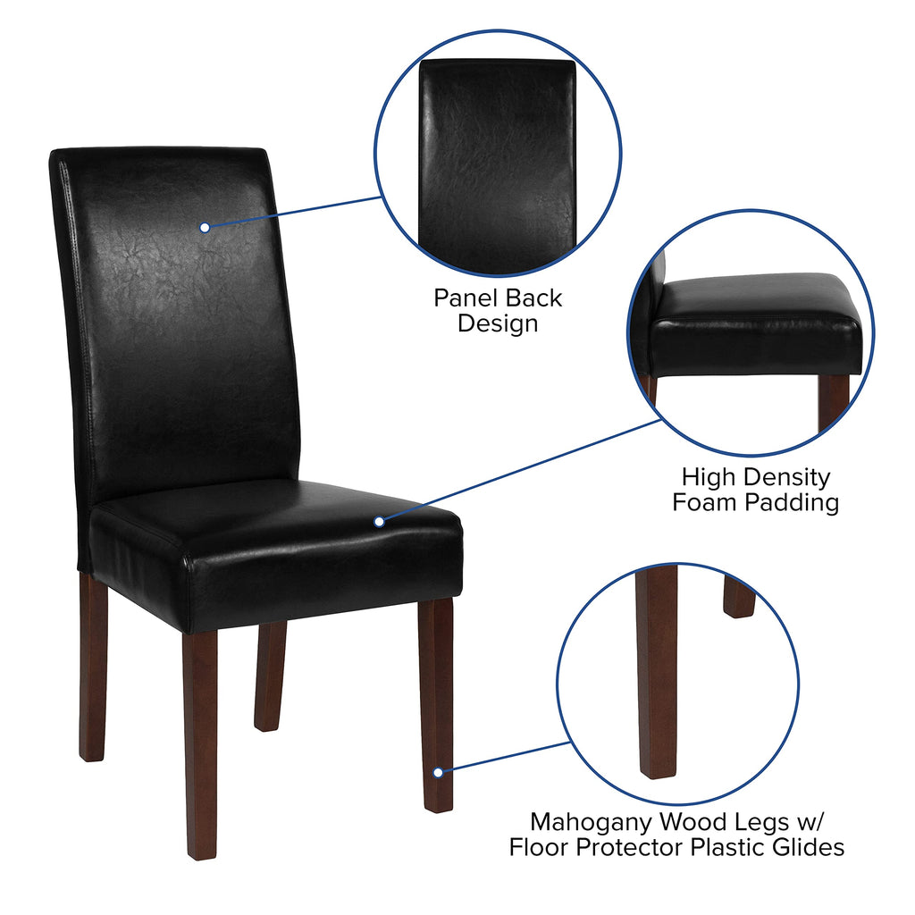 Black LeatherSoft Parsons Chair with Mahogany Legs G8525