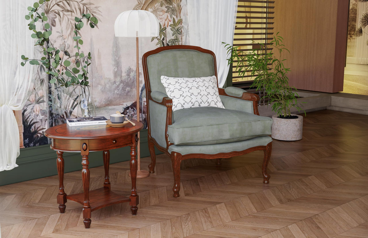 2-Tier Cherry Wood End Table with Drawer W462789