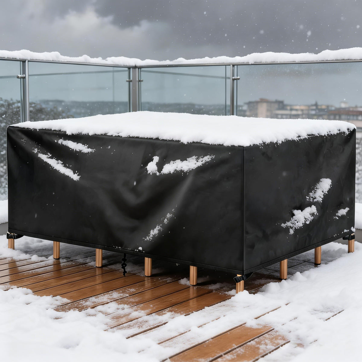 Black 420D Oxford Waterproof Patio Table Cover W4826