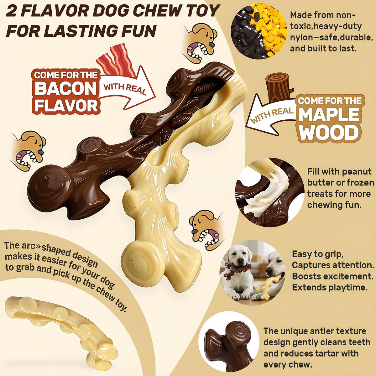 2 Pack Dog Chew Toys for Medium Large Breed F838