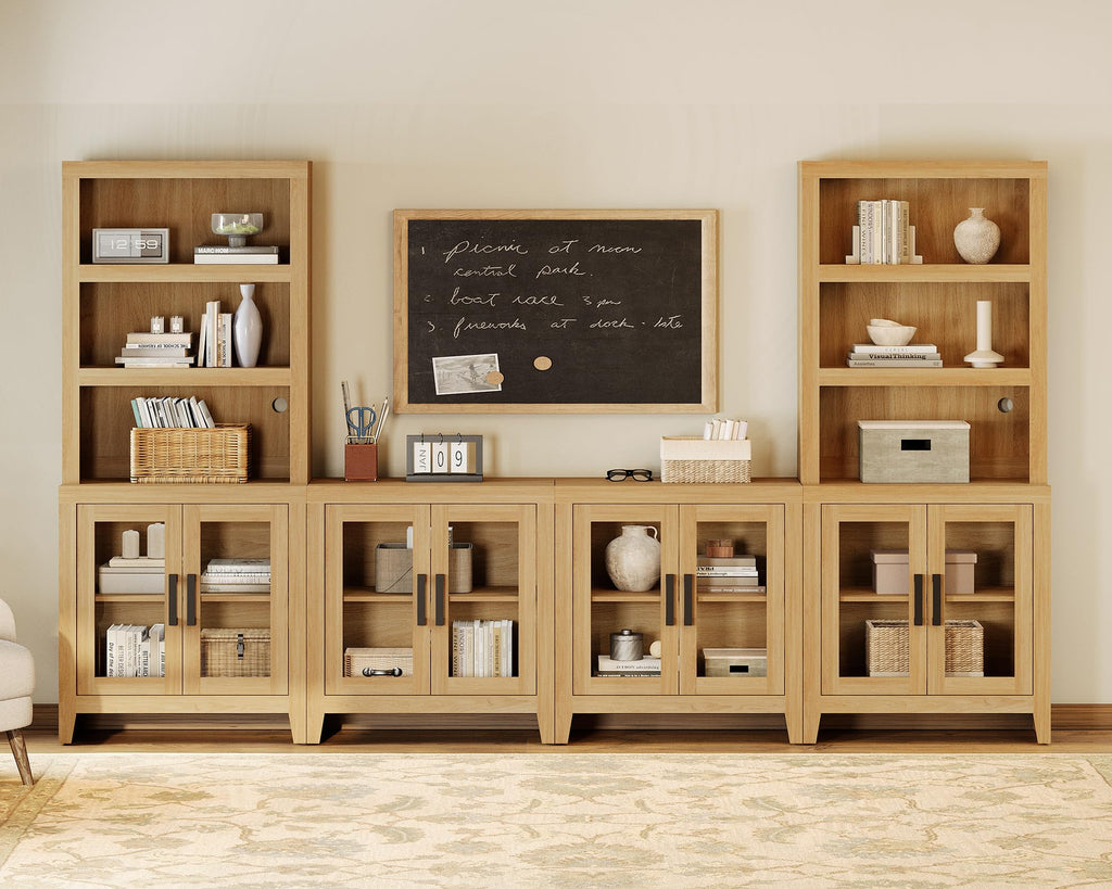 Oak Modular TV Stand with Bookshelves O347891