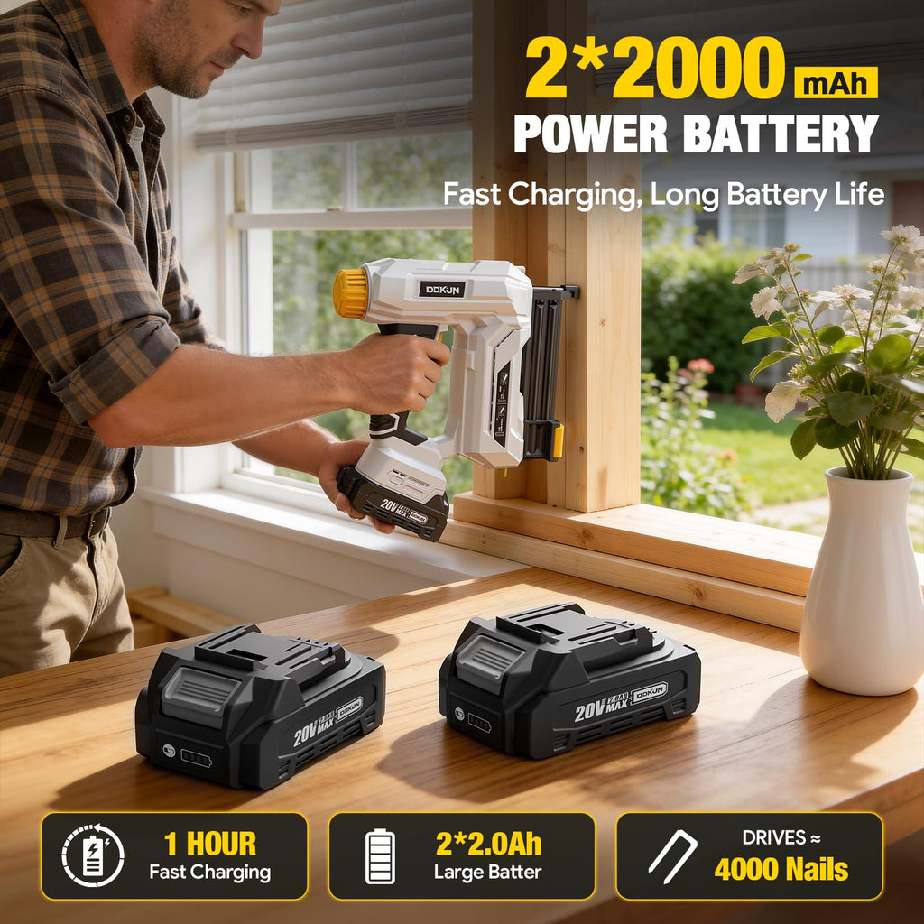2-in-1 Cordless Brad Nailer Staple Gun with 2 batteries & Charger J904