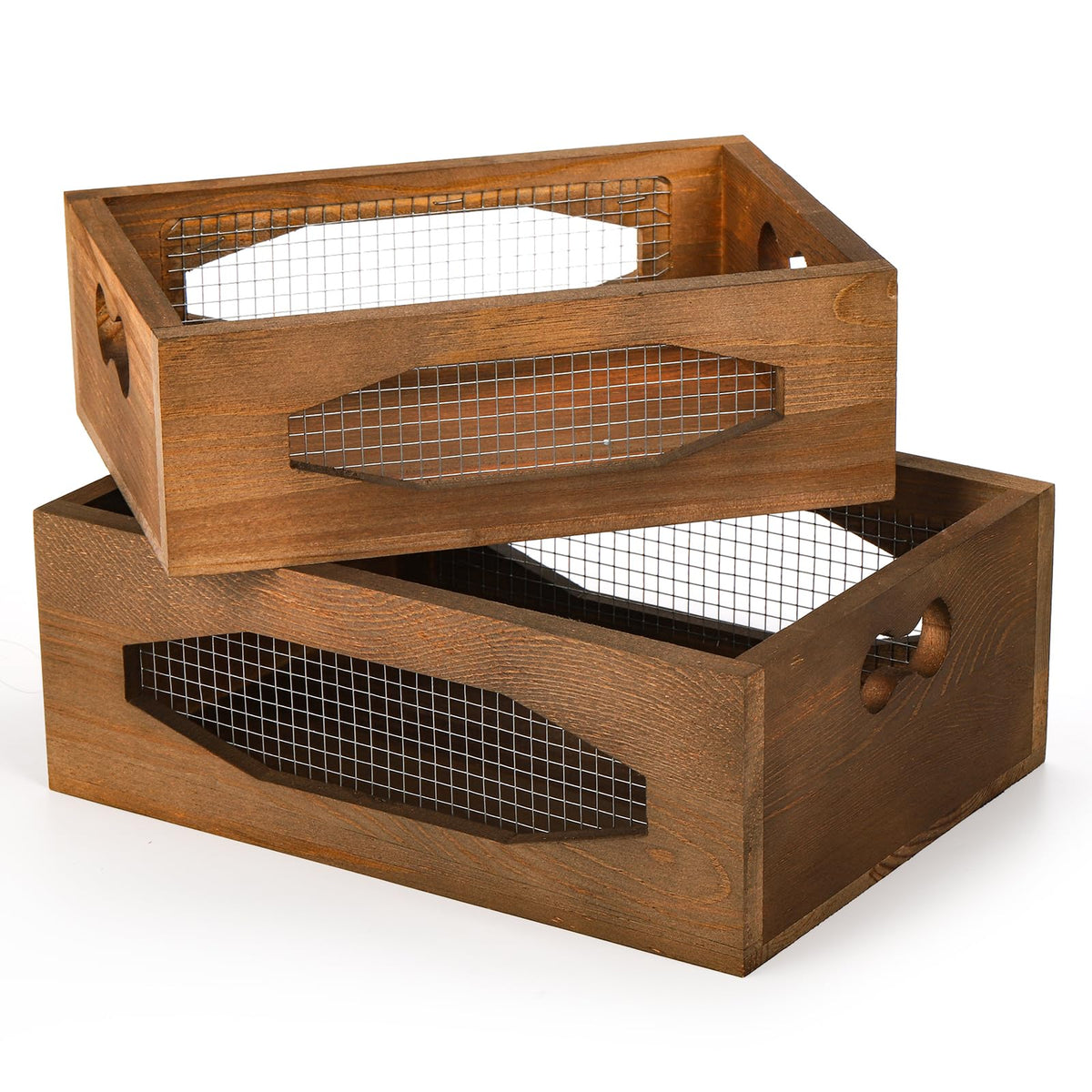 Set of 2 Wooden Nesting Countertop Baskets Q2281