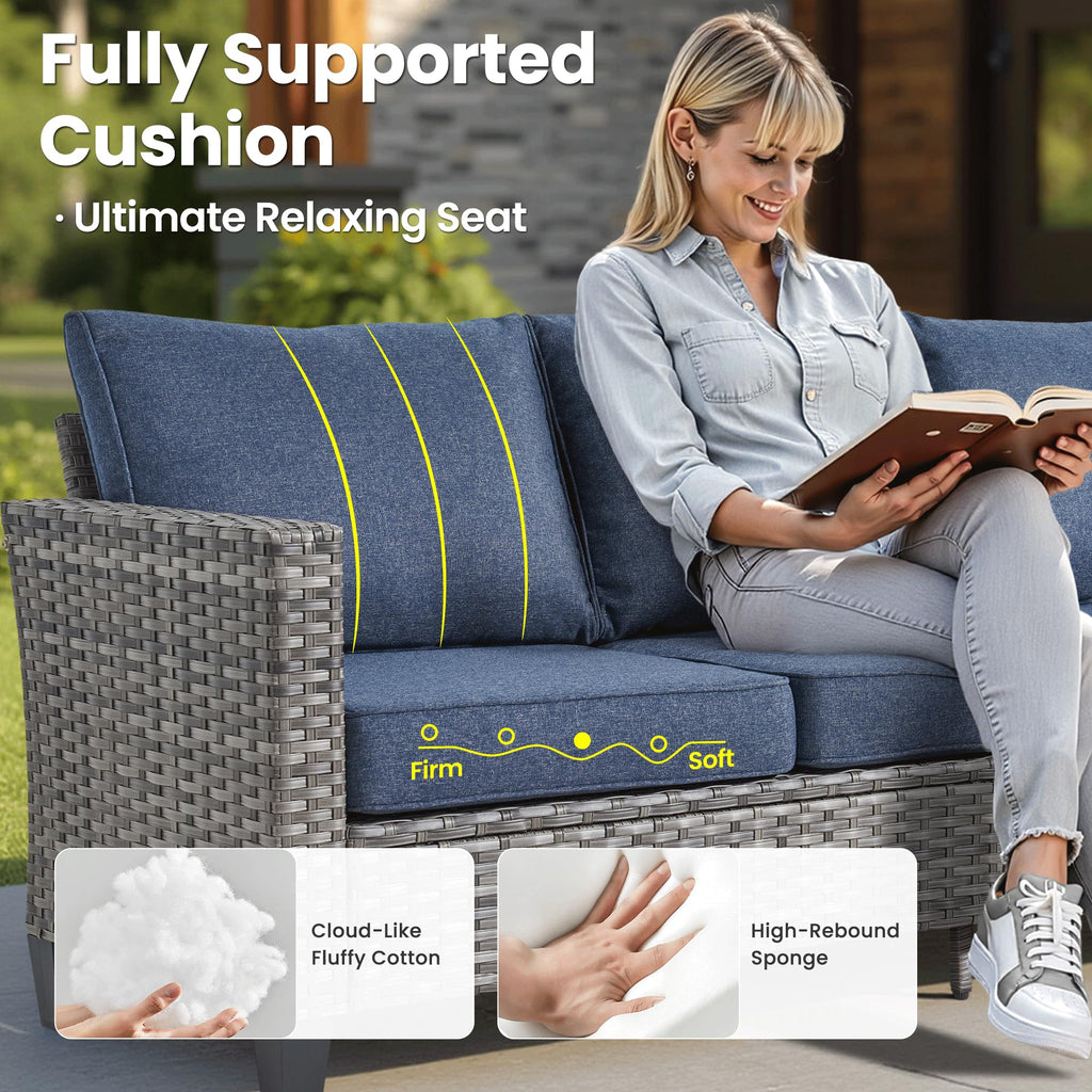 5 Pieces Wicker Patio Furniture Set with Swivel Glider Chairs N8857