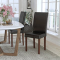 Black LeatherSoft Parsons Chair with Mahogany Legs G8525