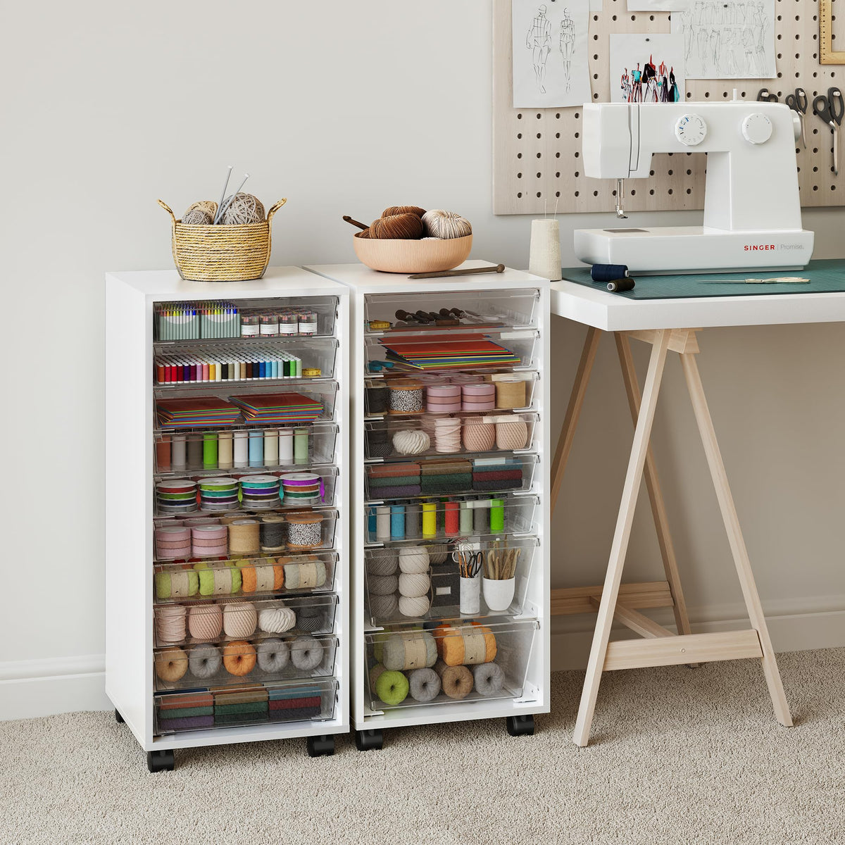 White 10 Drawer Rolling Storage Cart H66741