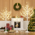 Lighted Birch Tree Set of 3, 464 LEDs Warm White 4 FT 6 FT 8 FT R892013